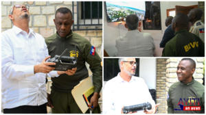 Premye Minis Alix Didier Fils Aimé ak Direktè Jeneral Lapolis la, Normil Rameau k ap teste dwòn.