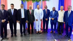 Les neuf membres du Conseil présidentiel de transition (CPT). (photo publiée sur le channel WhatsApp de la Présidence d'Haïti).