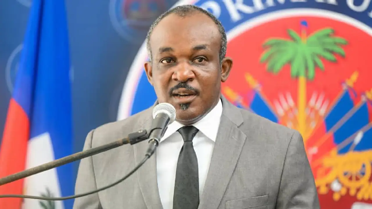 Georges Wilbert FRANCK, Ministre des Affaires Sociales et du Travail, lors de la 20e édition des Mardis de la Nation à la Primature.(Photo publiée par @PrimatureHT)