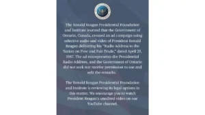 Photo téléchargée sur X sur le compte officiel de "Ronald Reagan Presidential Foundation & Institute".