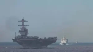 Le navire américain Gerald R. Ford est le plus grand porte-avions du monde. | U.S. NAVY / AFP