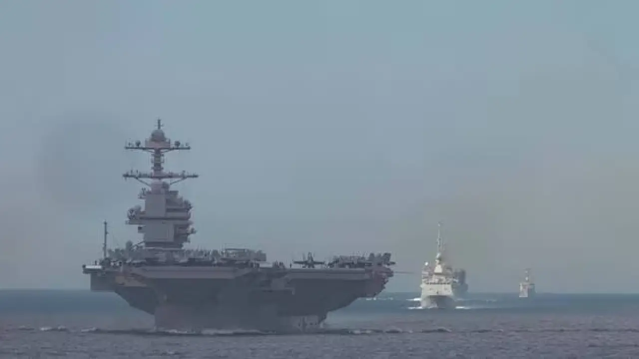 Le navire américain Gerald R. Ford est le plus grand porte-avions du monde. | U.S. NAVY / AFP