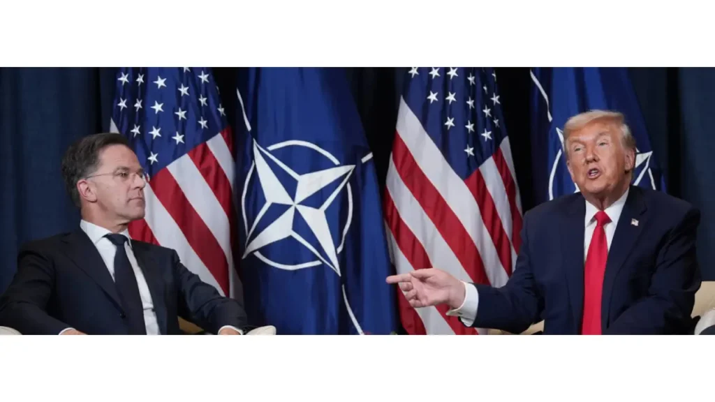 Le secrétaire général de l'Otan Mark Rutte et le président américain Donald Trump lors du forum de Davos, en Suisse, le 21 janvier 2026.