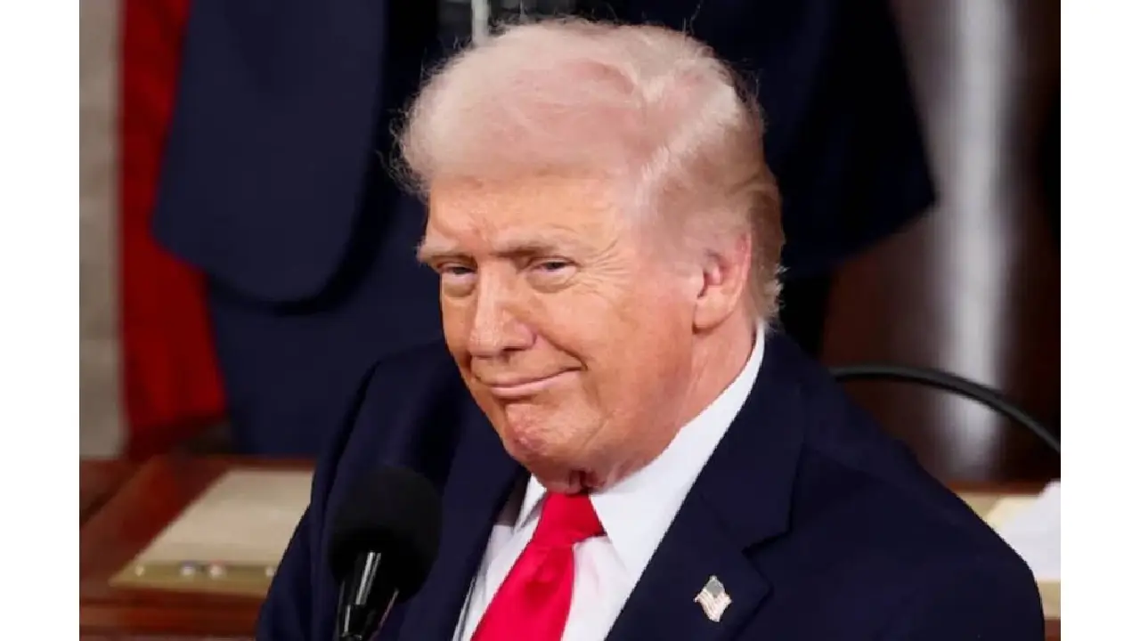 Le président Donald Trump prononce le discours sur l'état de l'Union dans la salle de la Chambre des représentants du Capitole des États-Unis à Washington, le 24 février 2026. Kevin Lamarque/Reuters