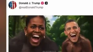 Photo des Obama déguisé en singe publiée par l'actuel président américain, Donald Trump.