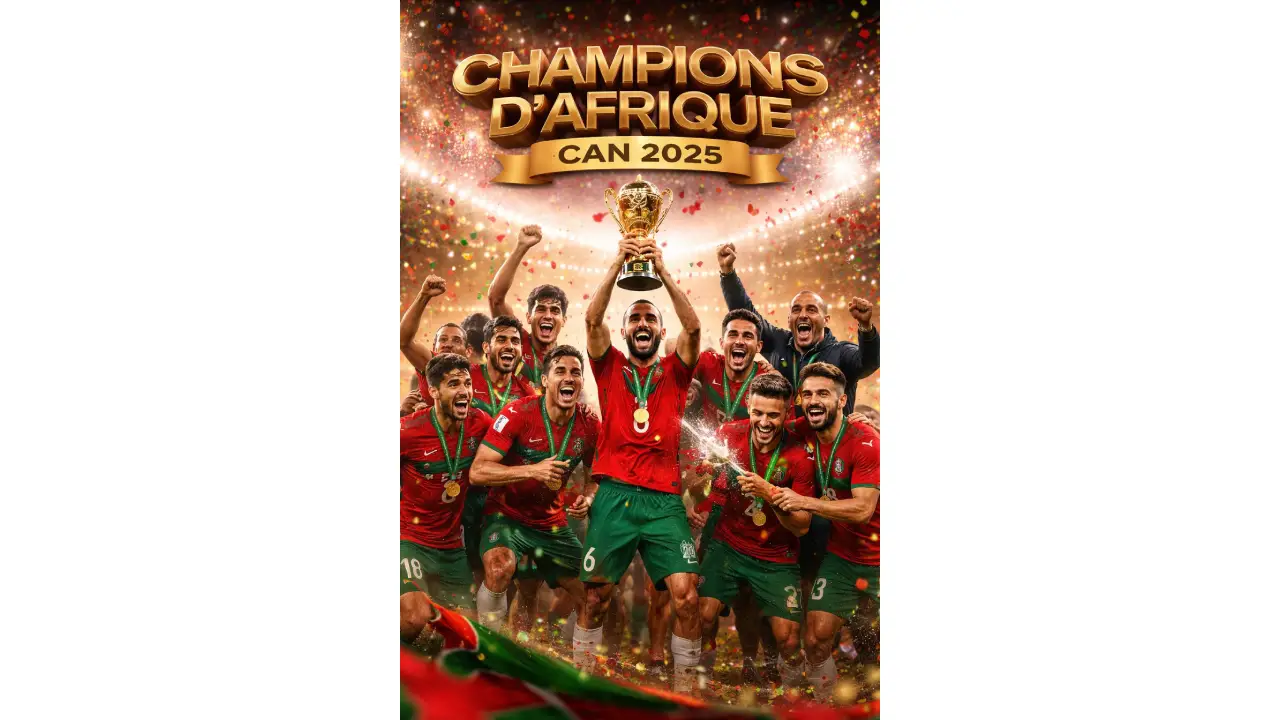 Le Maroc champion de la CAN 2025. Image générée par l'IA.