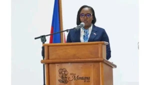 Sandra Paulemon, ministre de la Planification et de la Coopération Externe. Photo publiée par @PrimatureHT.