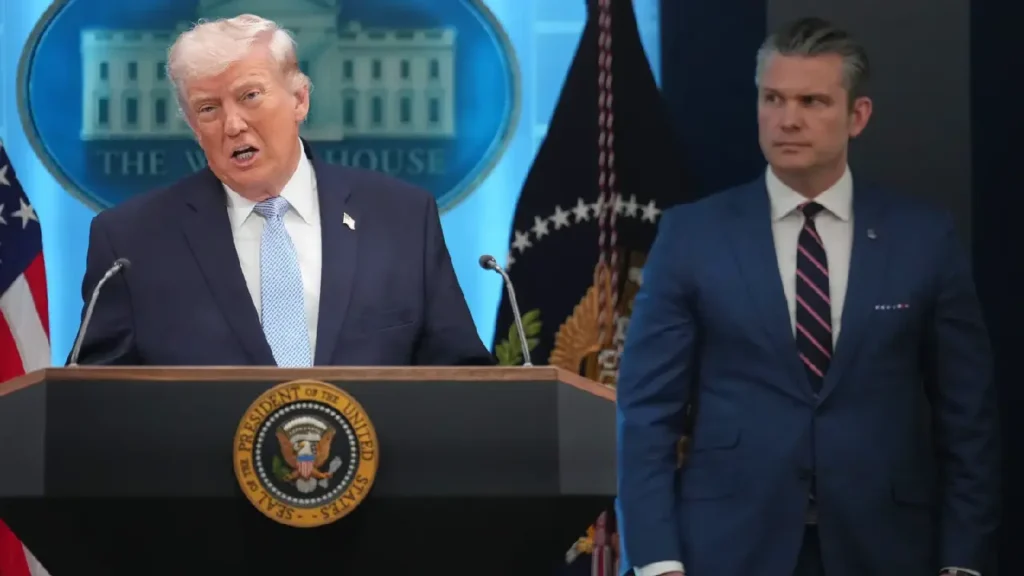Photo: Mark Schiefelbein Associated Press Le président américain, Donald Trump, s’adresse aux journalistes dans la salle de presse James Brady à la Maison-Blanche, lundi.