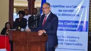 Clôture de la Première Conférence internationale sur le droit et l’administration des opérations électorales en Haïti. Photo publiée par Haiti24.
