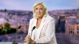 Marine Le Pen, le 7 juillet 2026, sur le plateau du 20h de TF1. © Christian Hartmann, AFP